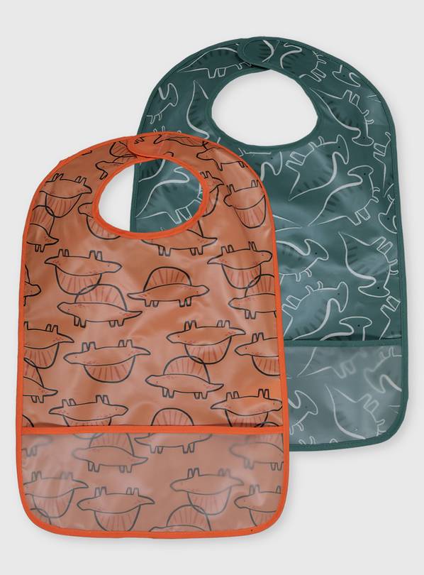 Orange & Green Dinosaur Bibs 2 Pack - One Size